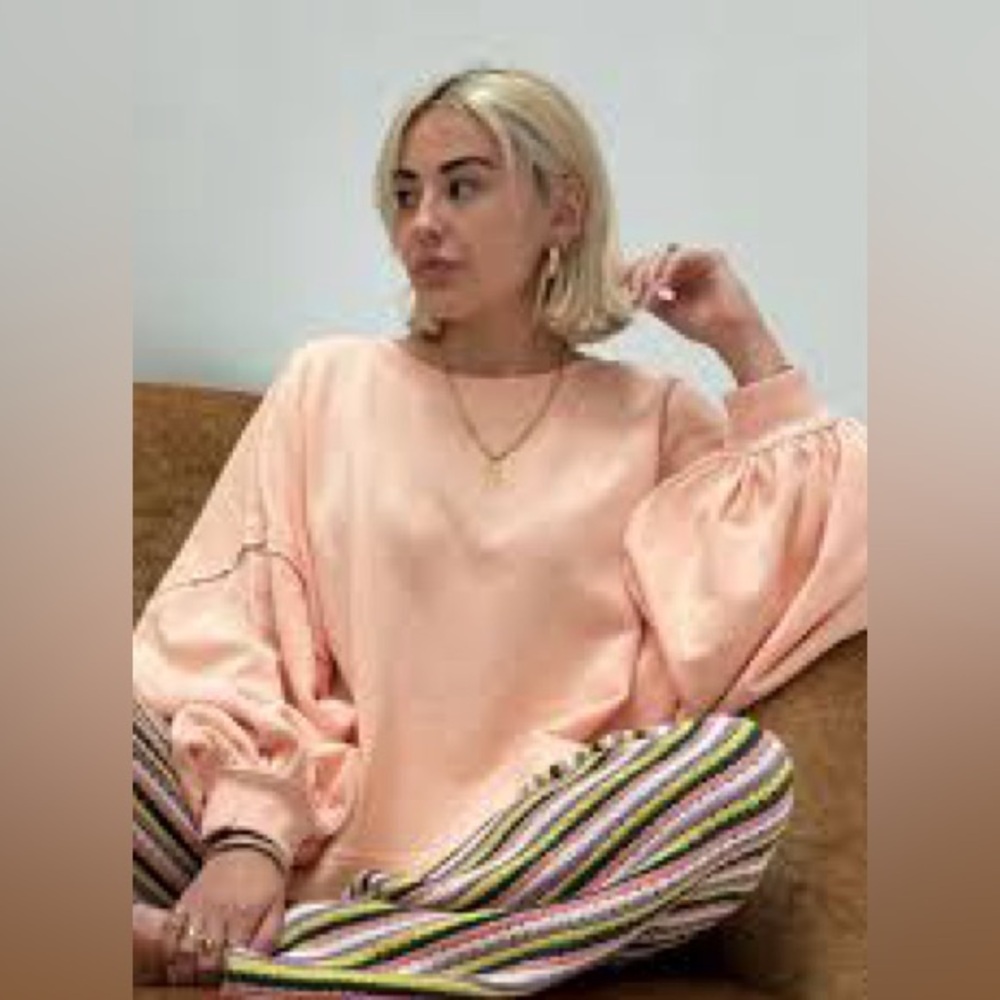NWT Free People Trish Sweatshirt in Summer Peach - Picture 3 of 9